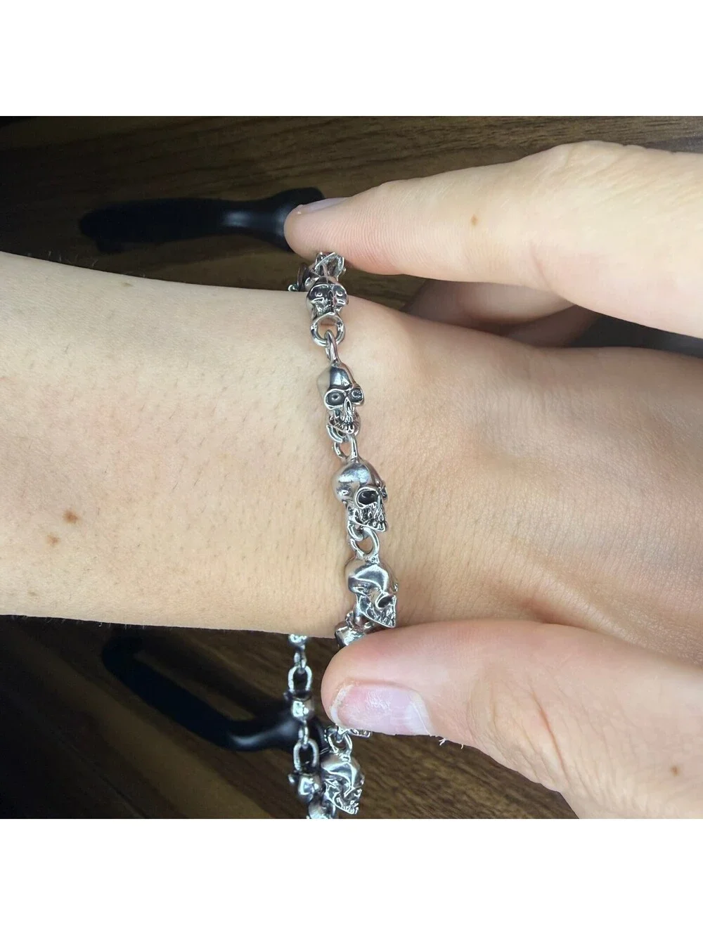 Silver Skull Bracelet y2k A-22